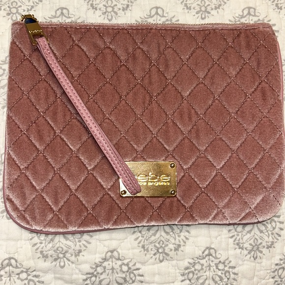 {BEBE} Quilted Pink, Velvet Wristlet - Picture 3 of 7